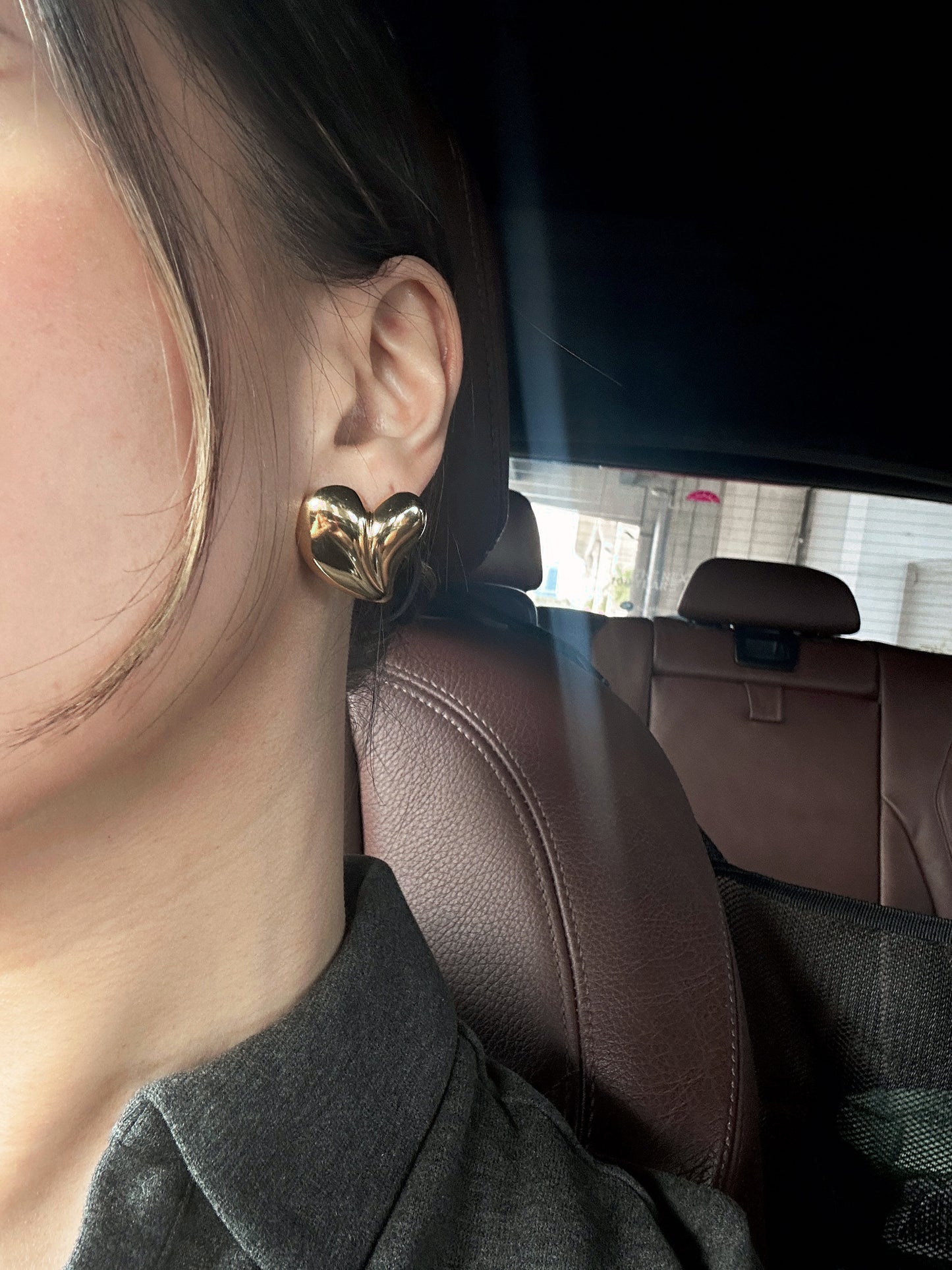 Maeve Heart Gold Earrings